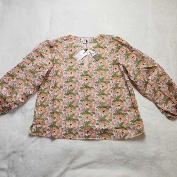 Women's XL J Crew keyhole popover top in Liberty Butterfield poppy shirt - Picture 5 of 11
